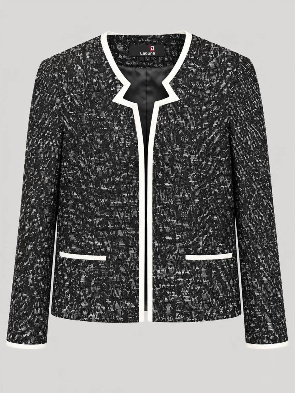 Laura Petites Black Ivory Textured Tweed Jacket Blazer Size 12P